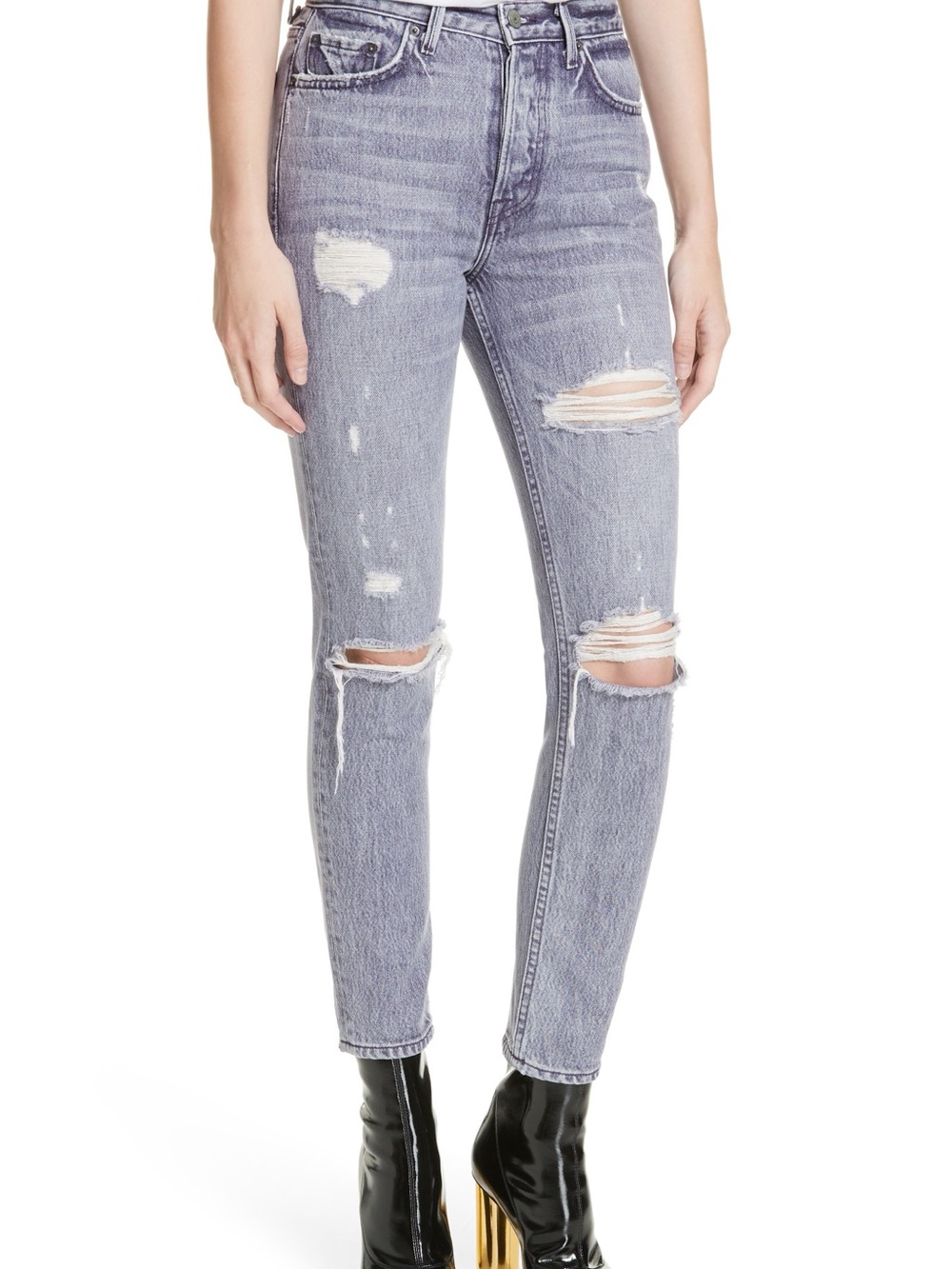 GRLFRND Distressed Gray Women Jeans